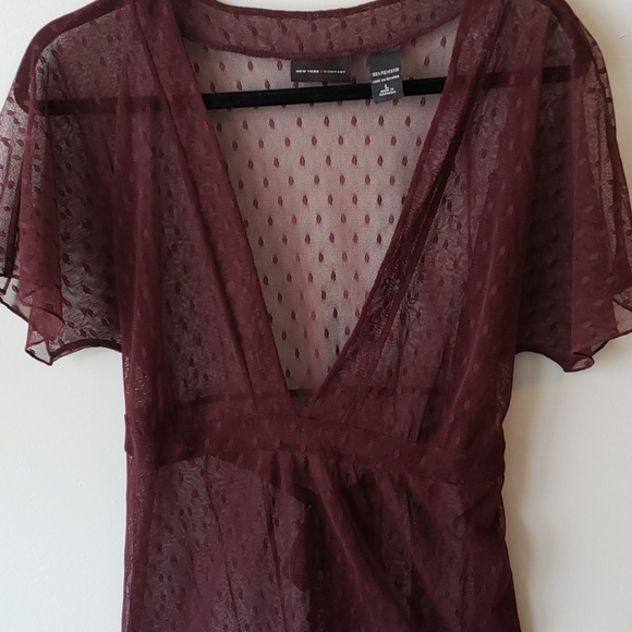 New York and Company Tie Back Sheer baby doll Top NY&CO - Picture 2 of 9